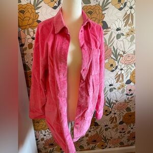 BP. Hot Pink Long Sleeve Button Up Corduroy Shirt